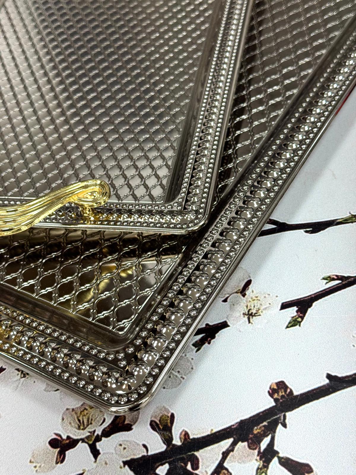 Metal 2 Li Dikdörtgen Tepsi Seti 50/32 Cm 41/25 Cm