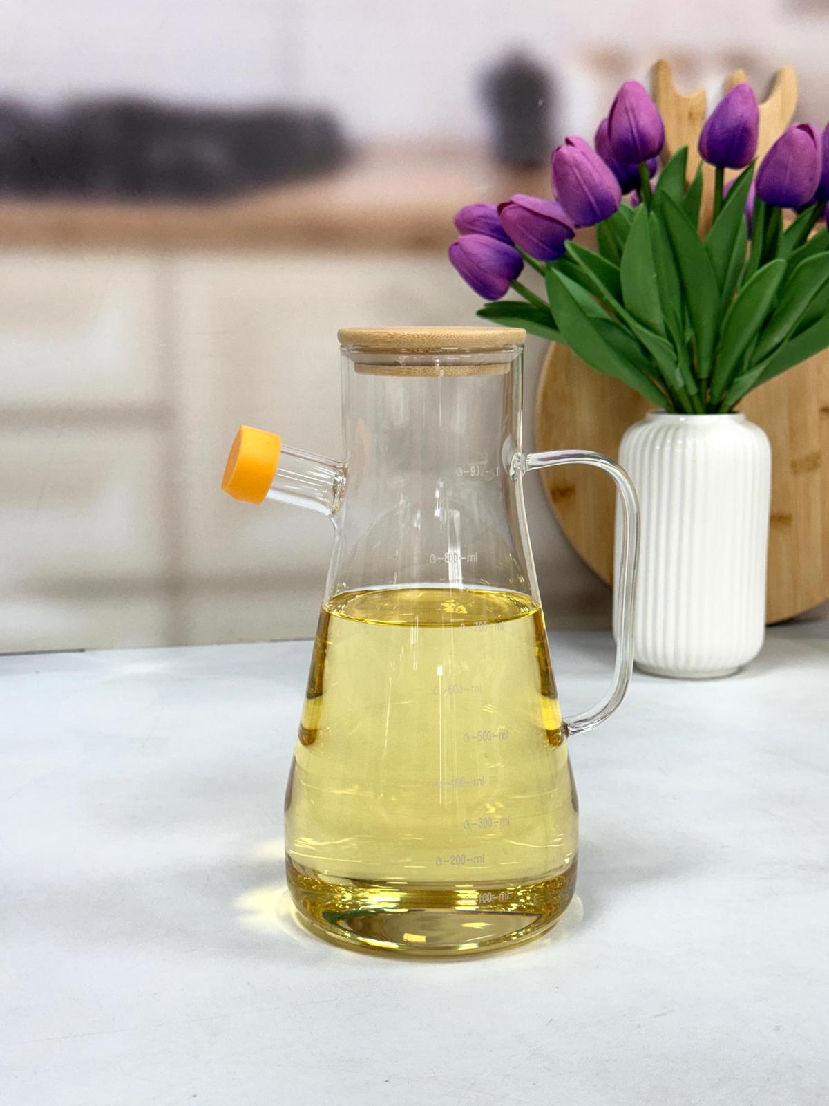 MARY BAMBU KAPAK 900 ML CAM YAĞDANLIK