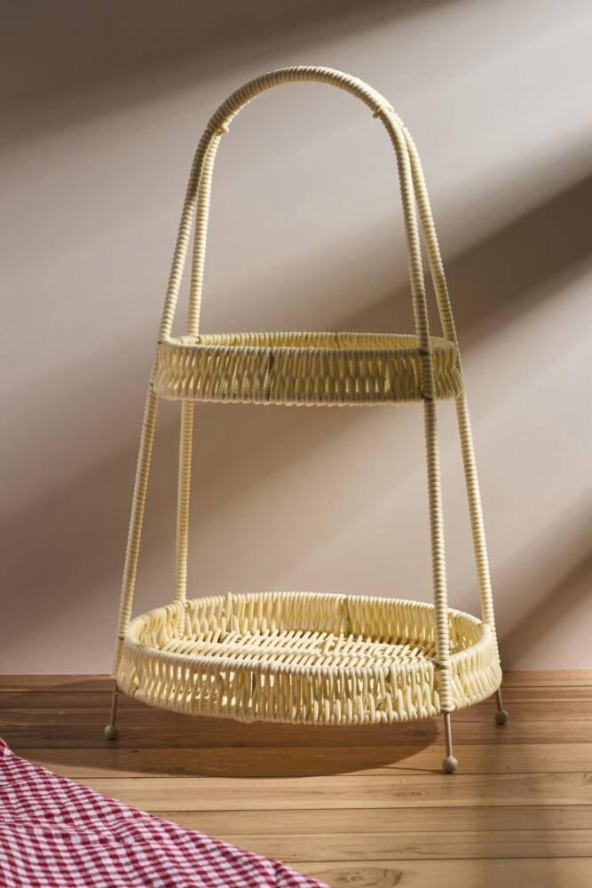 Perotti 2 Katlı Rattan Organizer Sepet 40/20 cm
