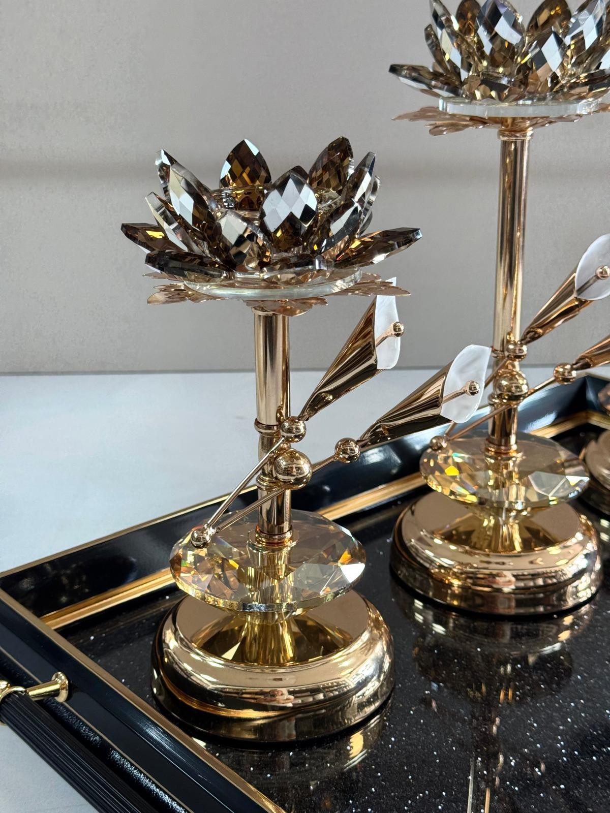 ŞAHANE HOME 3 lü Gold Dekoratif Şamdan Seti 29/27/24 cm