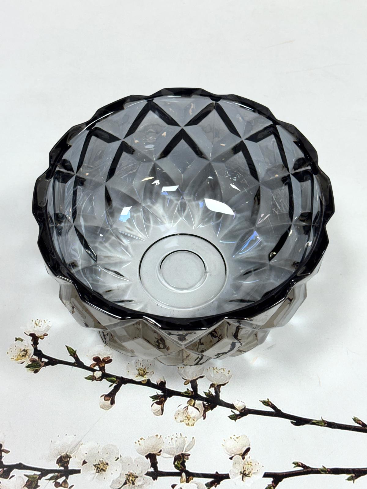 Cam Derin Model Kristal Kase Füme 24 Cm