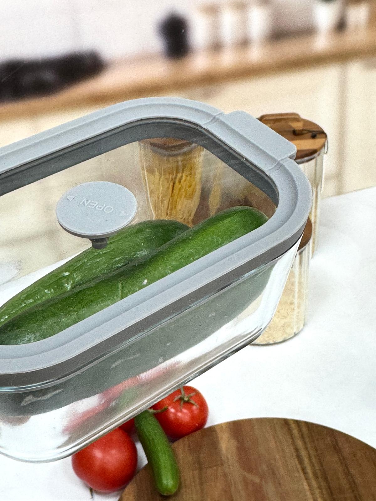 Hıelo 470 Ml Cam Saklama Kabı-Gri Şerit