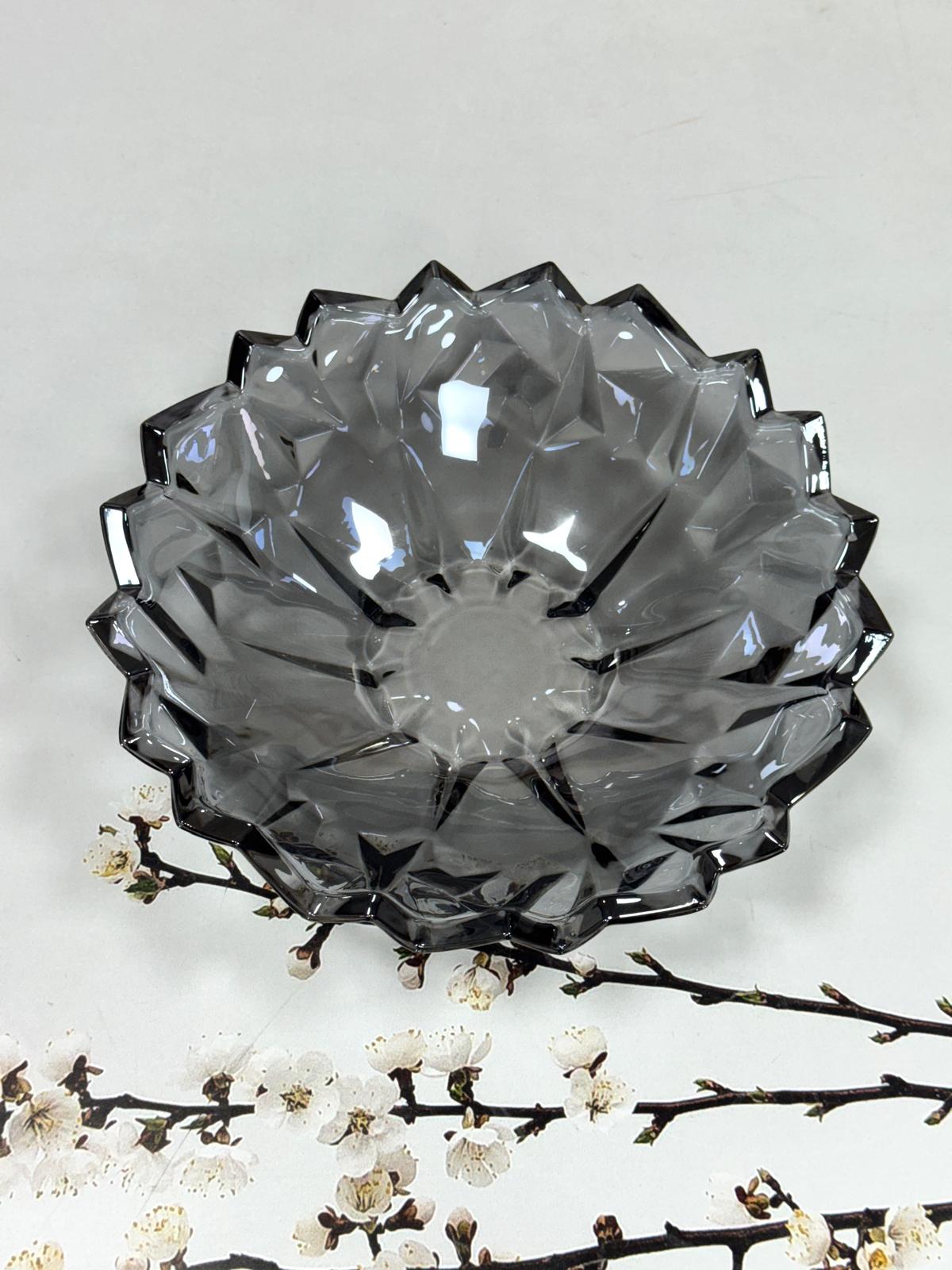 Cam Geniş Model Dekoratif Cam Kase Füme Renk 32 Cm