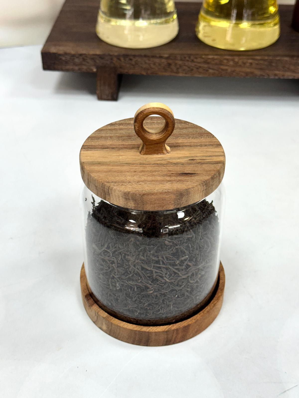 Nora 1250 Ml Akasya Kapak Ve Standlı Kavanoz