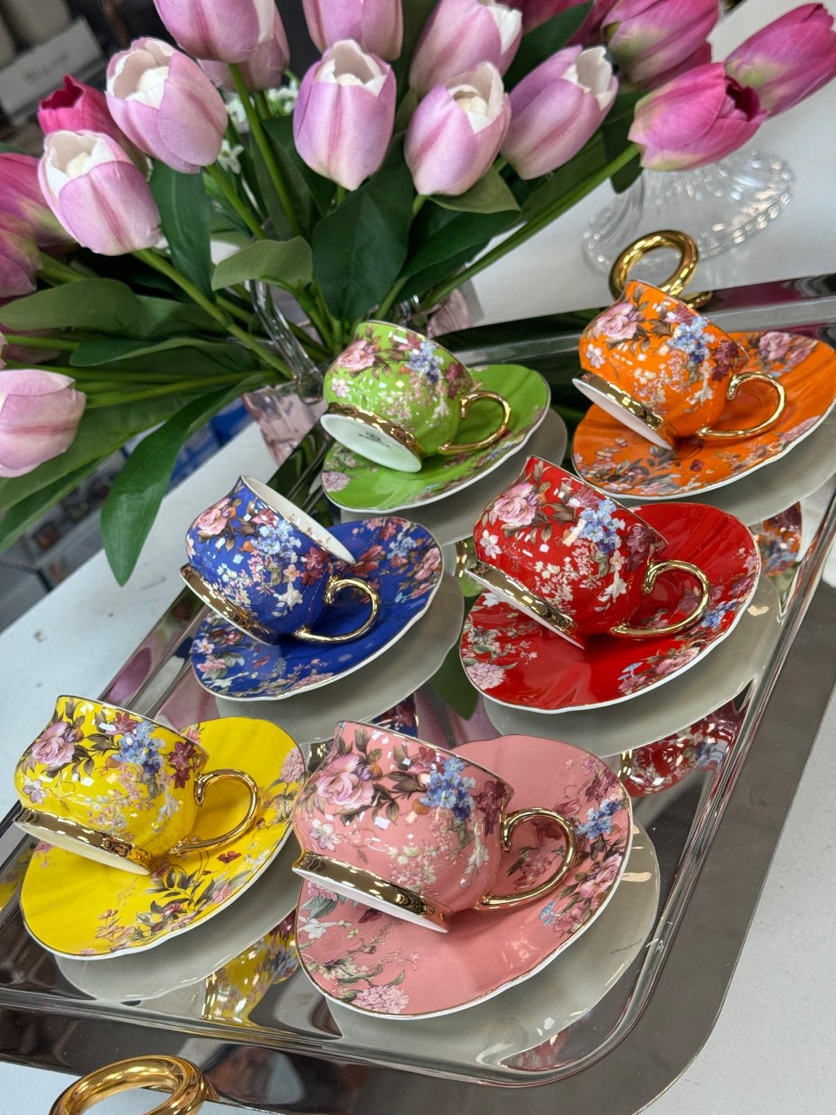 Rose 6 Kişilik Porselen Fincan Takımı 90 Ml