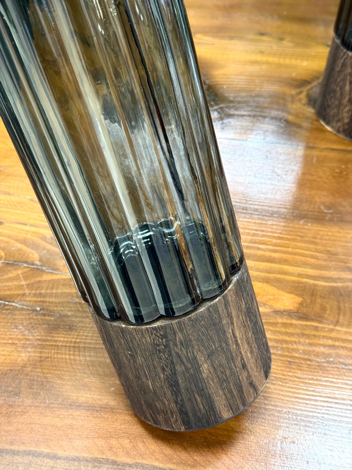 Ahşap Detaylı Cam Vazo 35/12 CM