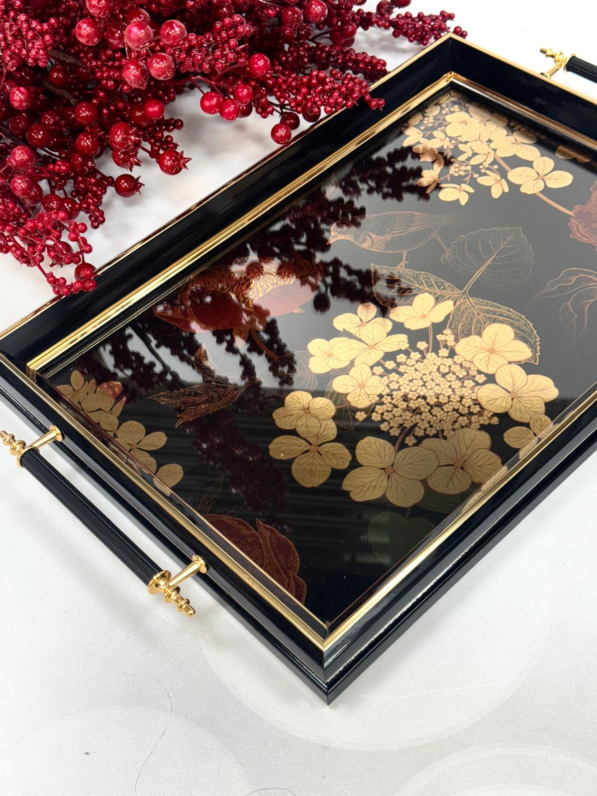 Dikdörtgen Lüx Tepsi Küçük Kuşlu 45/31 Cm