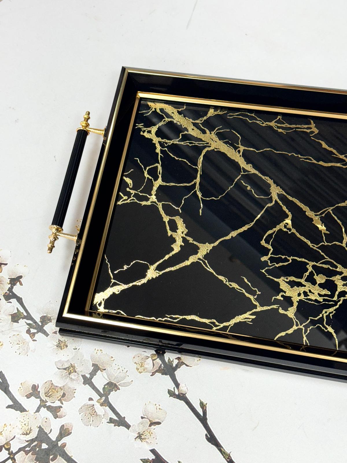 Dikdörtgen Lüx Tepsi Mermer Desen 45/31 Cm