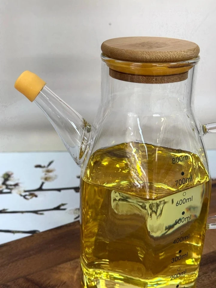 KOSAVA Bambu Kapak Cam Yağdanlık 800 Ml