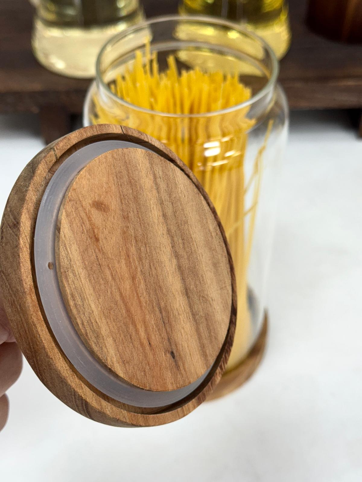 Nora 2350 Ml Akasya Kapak Ve Standlı Kavanoz