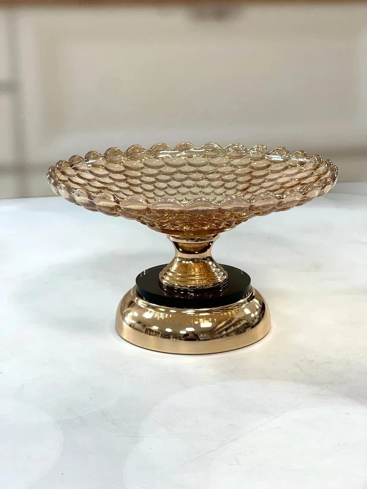 Şahane Home Dekoratif Cam Kase-Gold