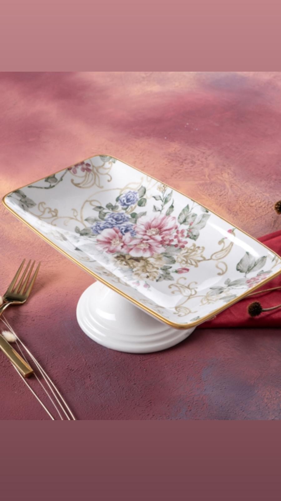 ACAR Rosa Ayaklı Servis Tabağı 28 cm