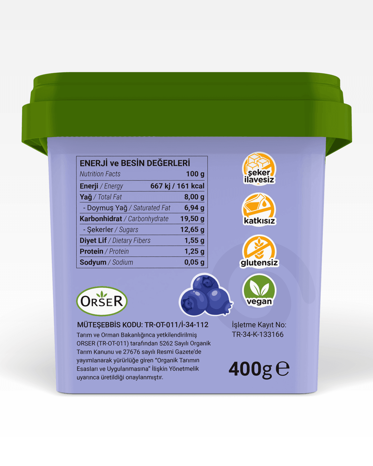 Yaban Mersinli Vegan Dondurma 400 gr