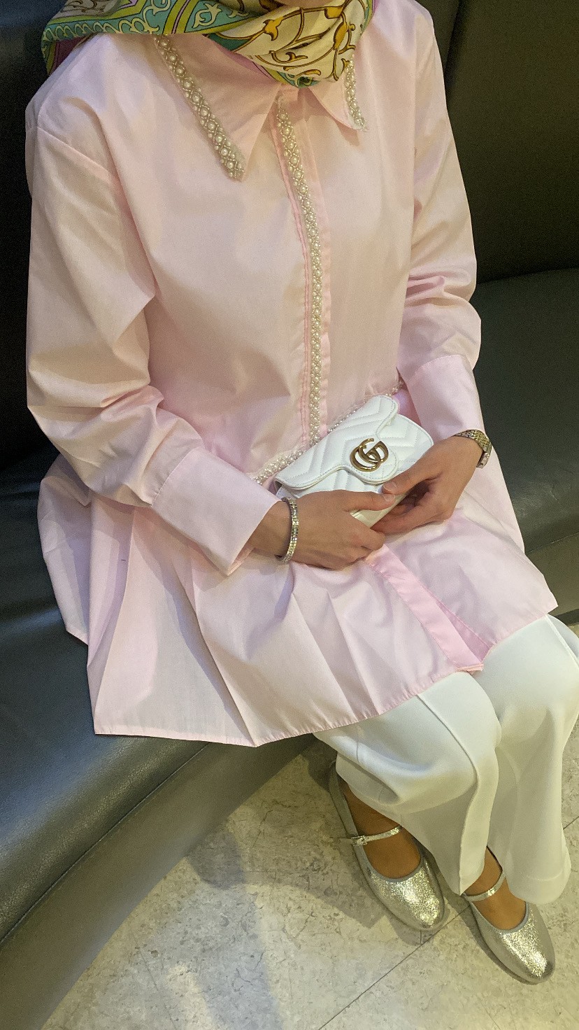 Melinda incili gömlek  - MAVİ
