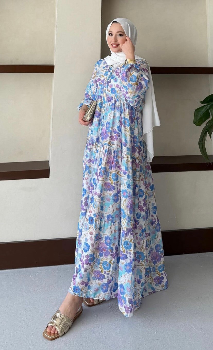Rüya Çiçek Desenli Mango Elbise