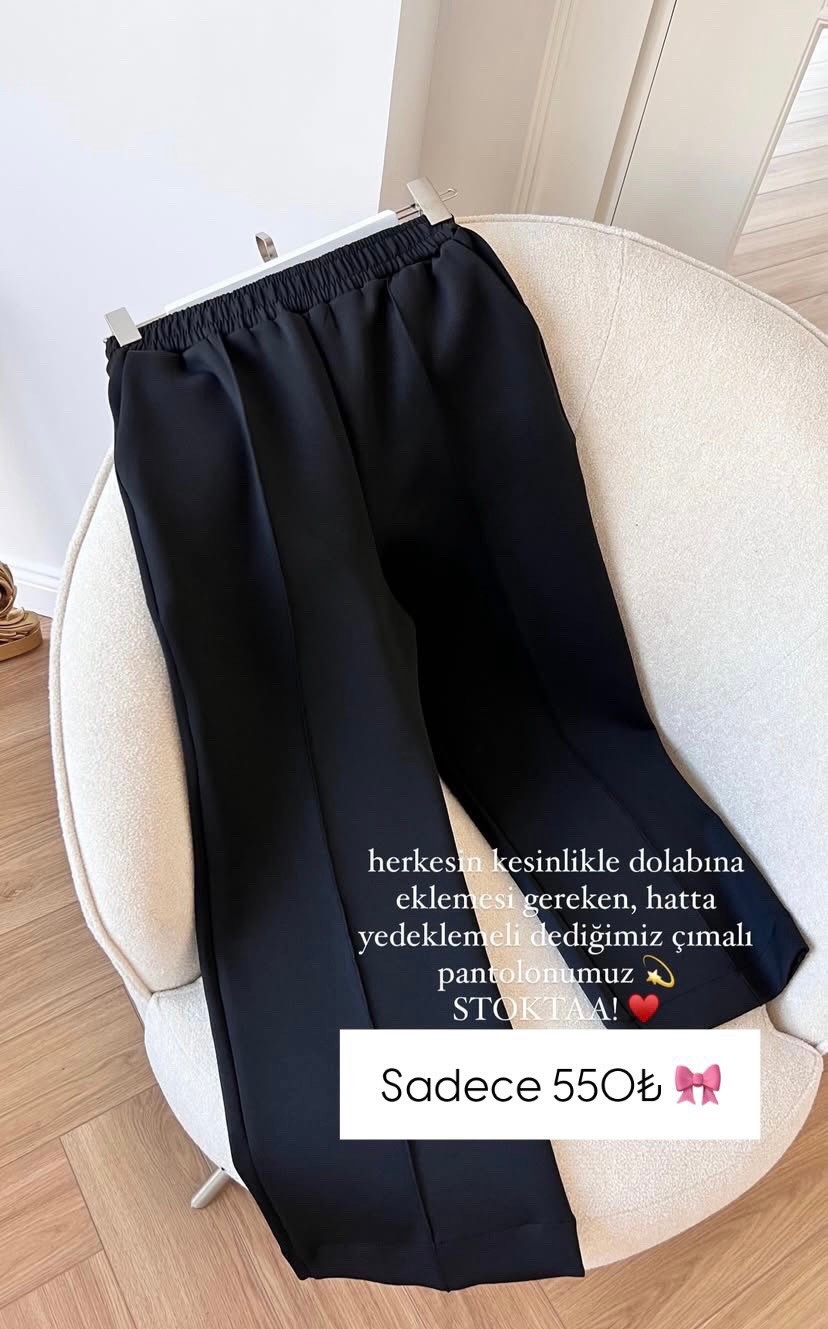 Çımalı pantolon - SİYAH