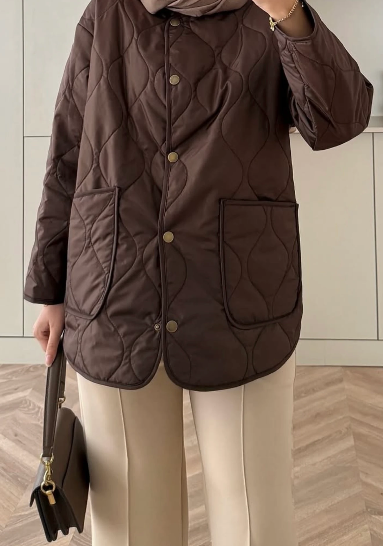 Kapitone Mont Ceket - KAHVERENGİ