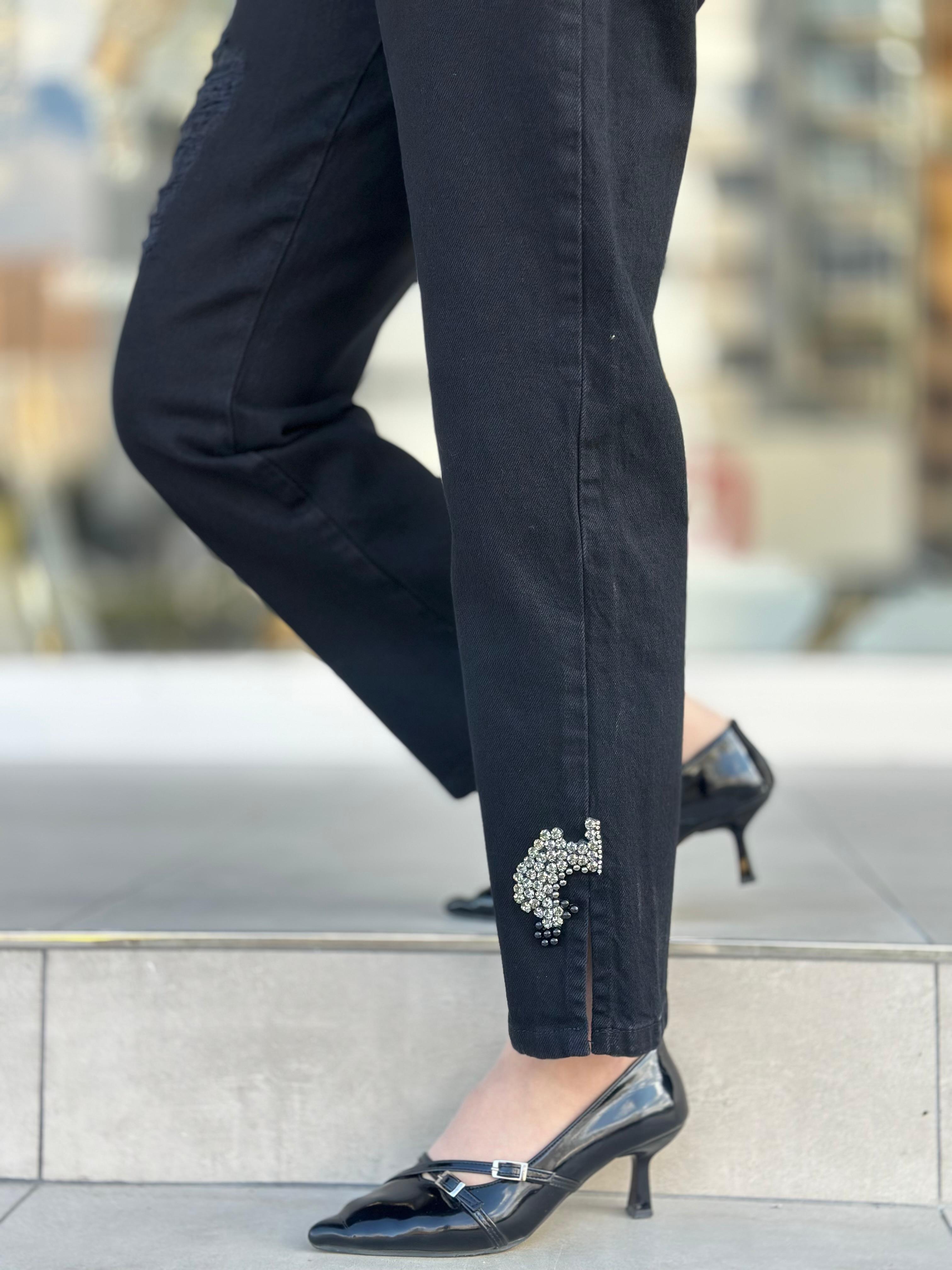 Taşlı Jean Pantolon-Tac 2604