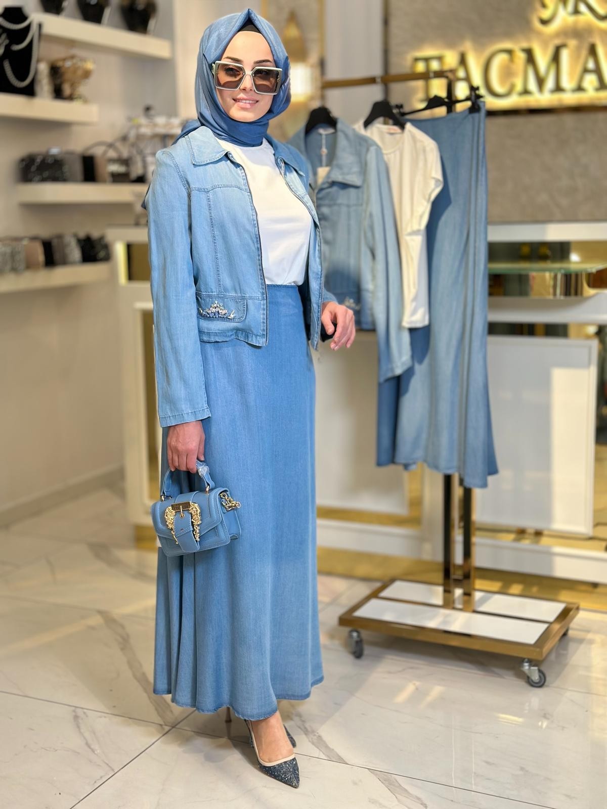 Taş Det.Tencel Etek Takım-Tac 14248