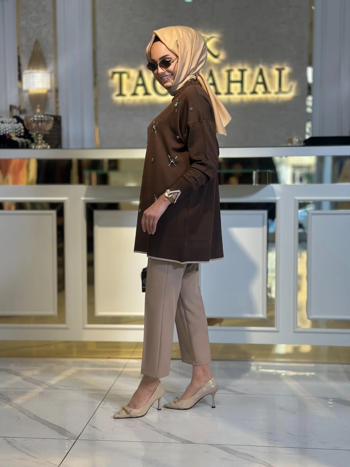 Taş Det.Uzun Tunik-Tac 17030 - KAHVERENGİ