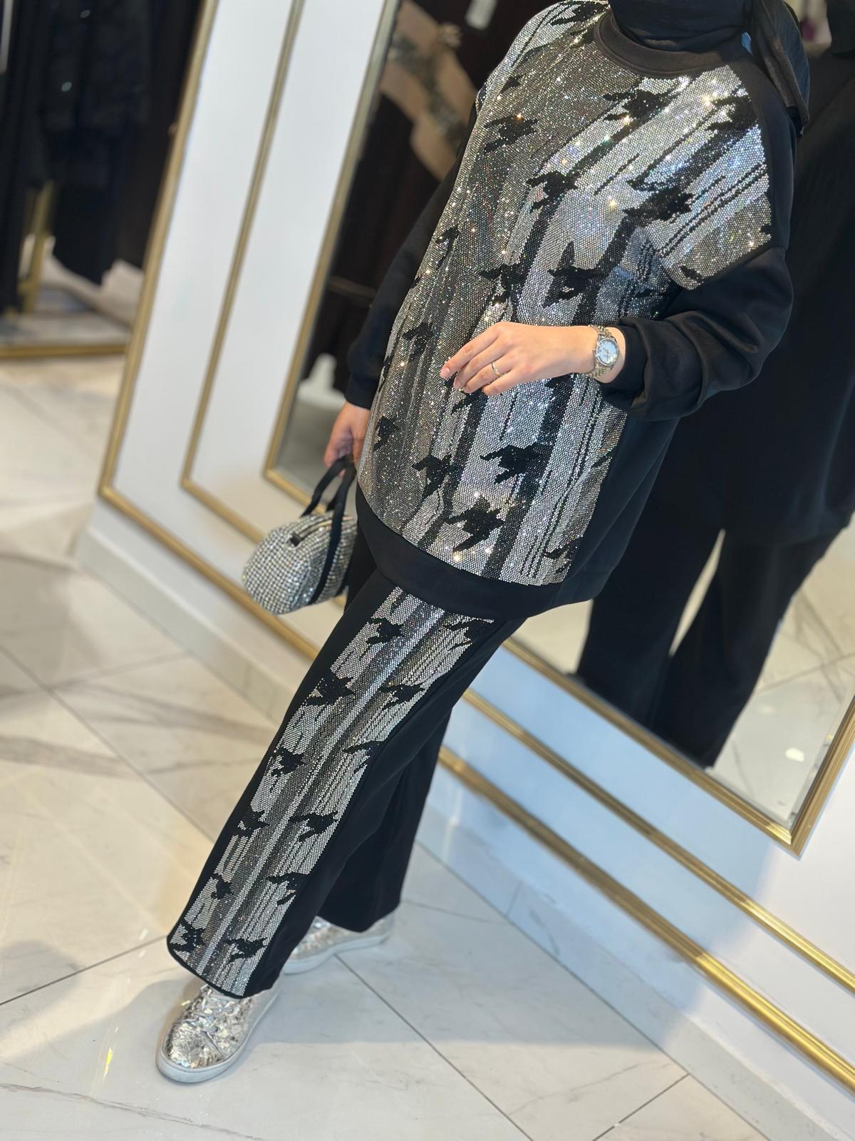 Taşlı Pant Takım-Tac 8158