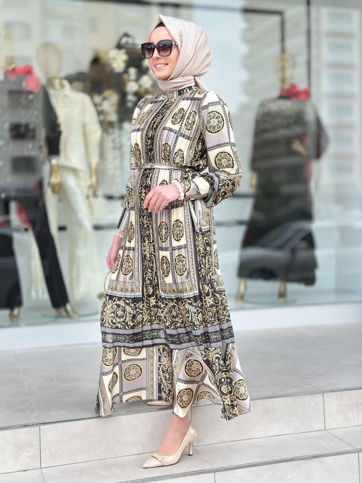 Versace Saten Elbise-Tac 49838