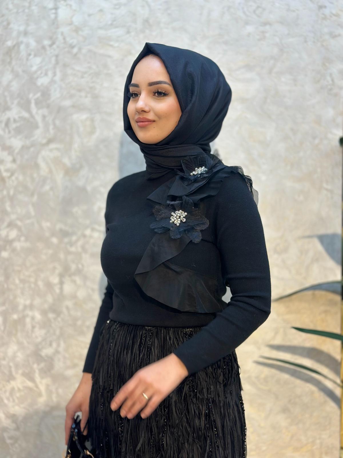 Omzu Çiçek İthal Bluz-Tac 00415