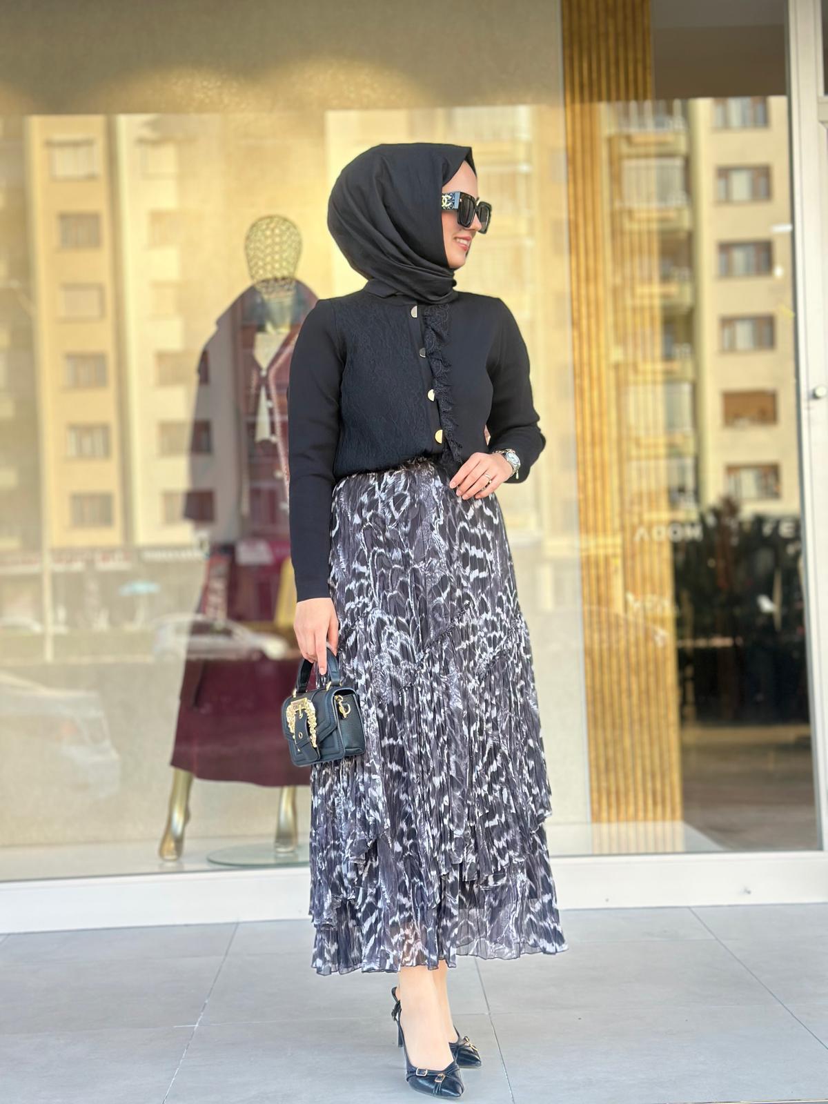 Leoapar Parçalı Kırıştırma Etek-Tac 5476