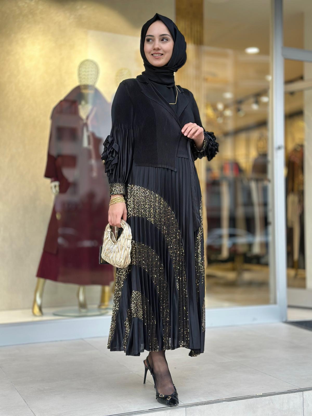 Pulpayetli İthal Elbise-Tac 85272