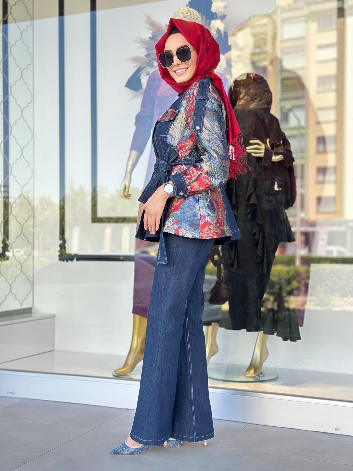 Jakarlı Denim Takım-Tac 1528