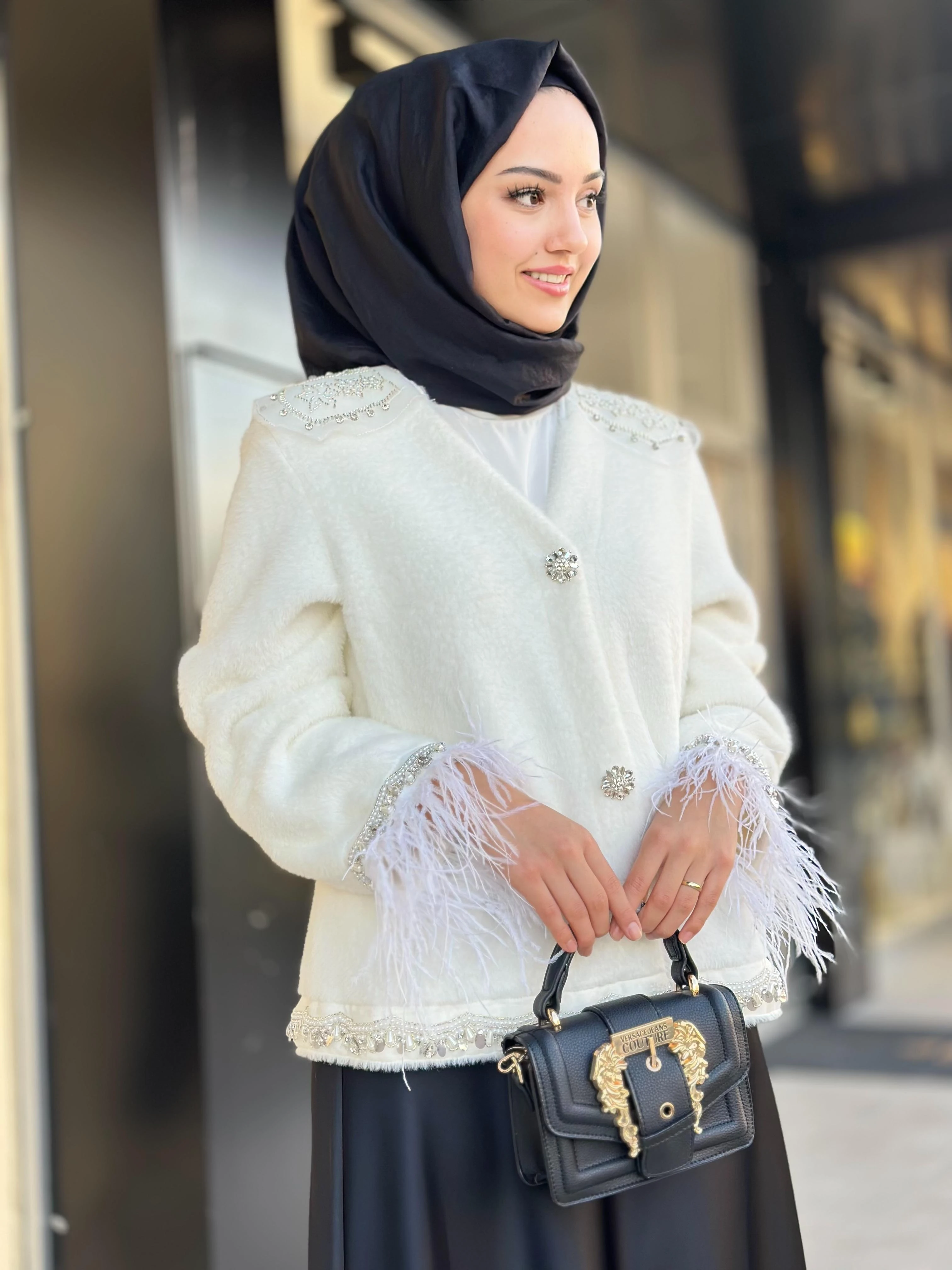 Kolları Tüylü Taşlı Angora-Tac 6020