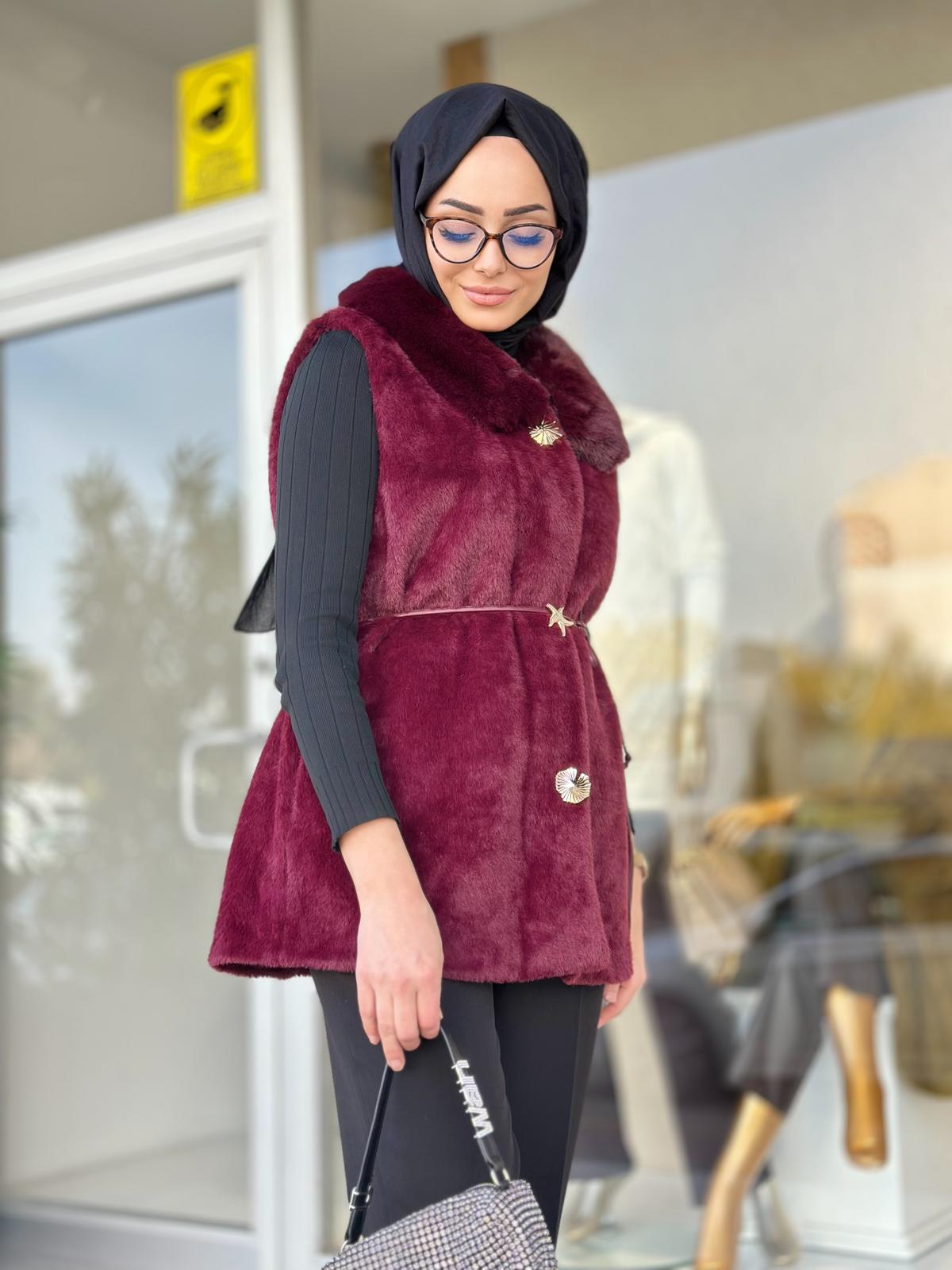 Angora Yelek-Tac 9035 - BORDO