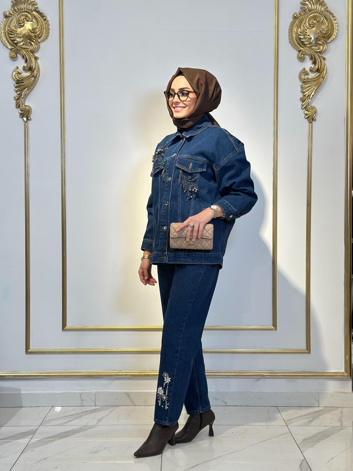 Taşlı Jean Ceket-Tac 7949