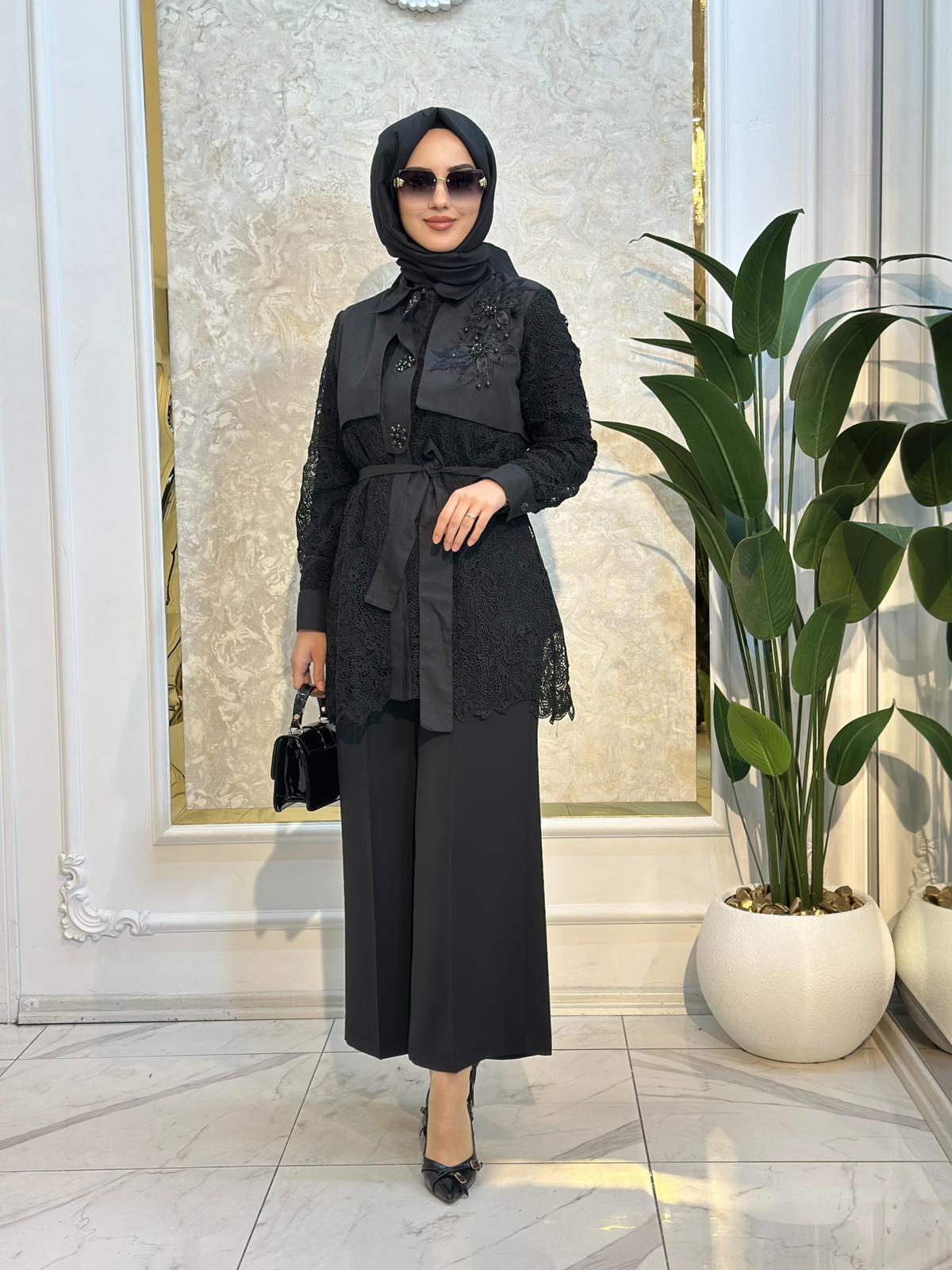 Dantelli Aksesuarlı Tunik-Tac 8718