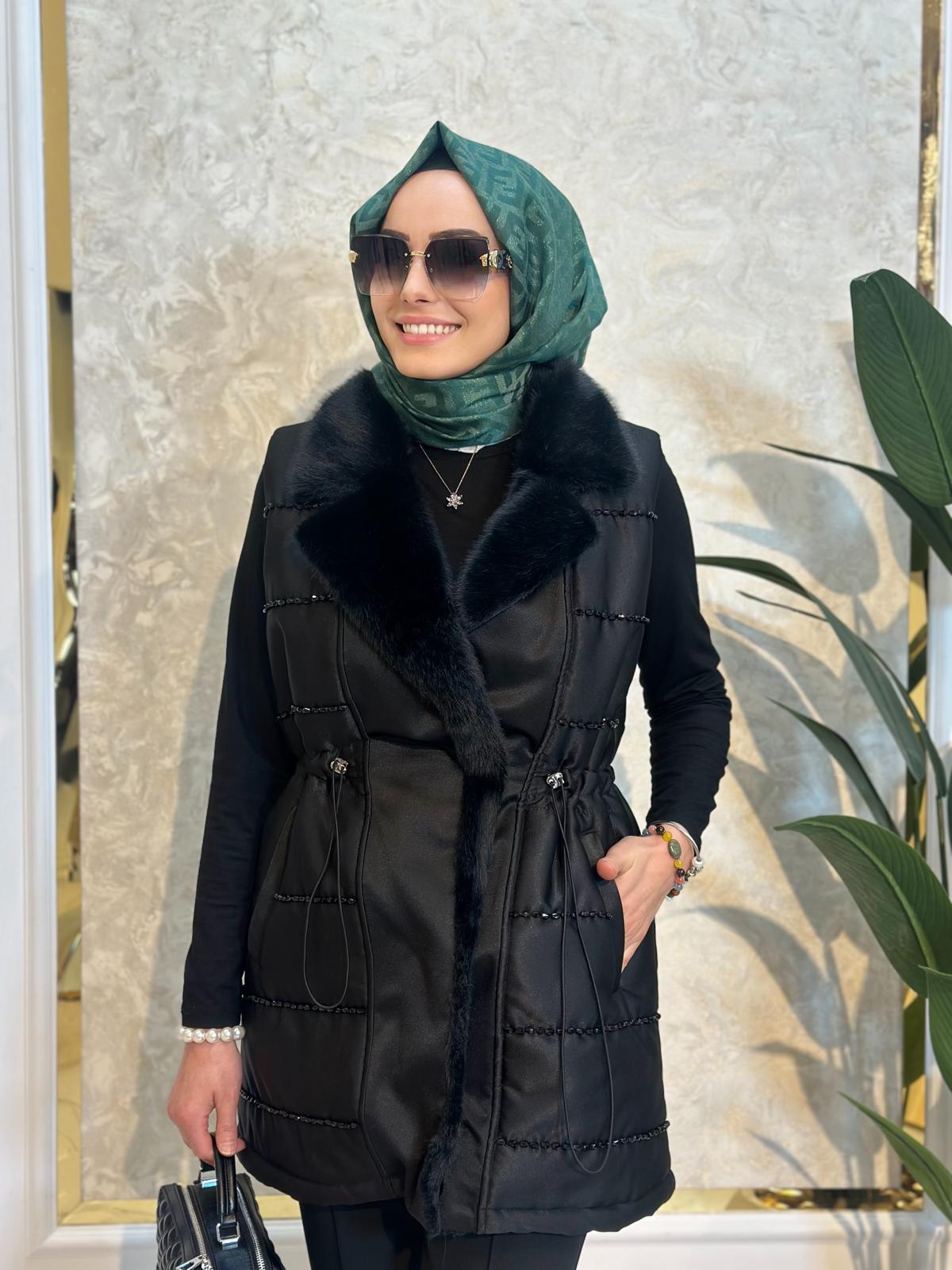 Yaka Kürk Det.Şişme Yelek-Tac 14358