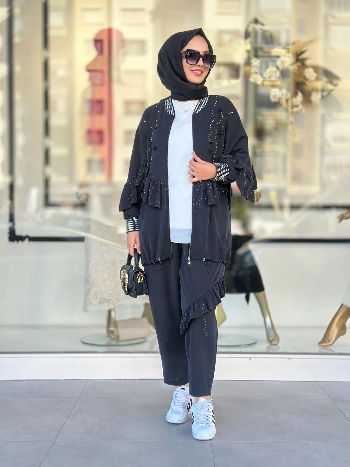 Fırfır Det. Şalvar Pant. Takım-Tac 8807 - SİYAH