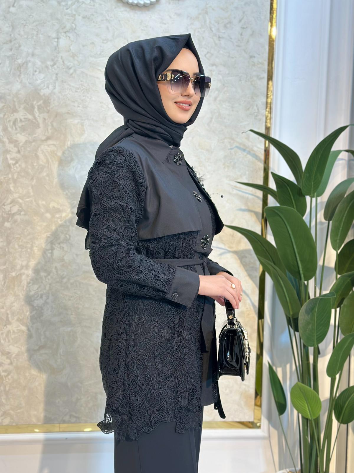 Dantelli Aksesuarlı Tunik-Tac 8718