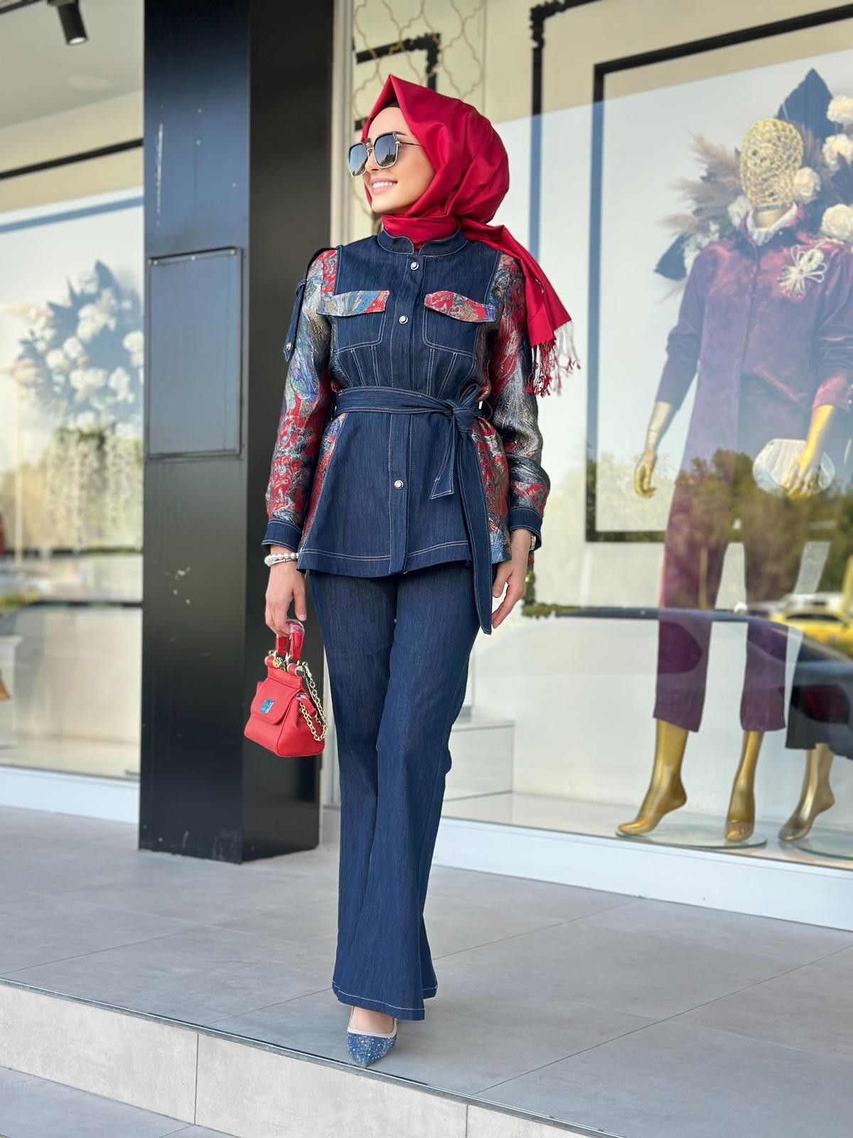 Jakarlı Denim Takım-Tac 1528