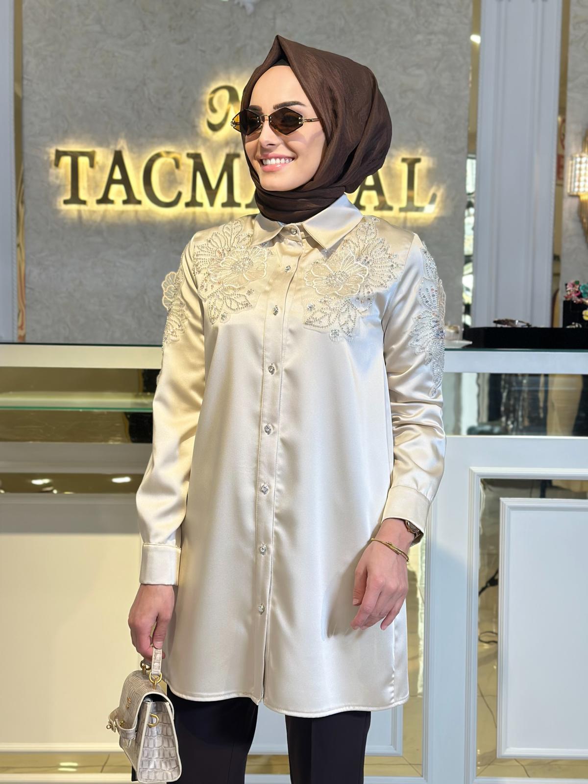 Omzu Çiçekli Tunik-Tac 3216