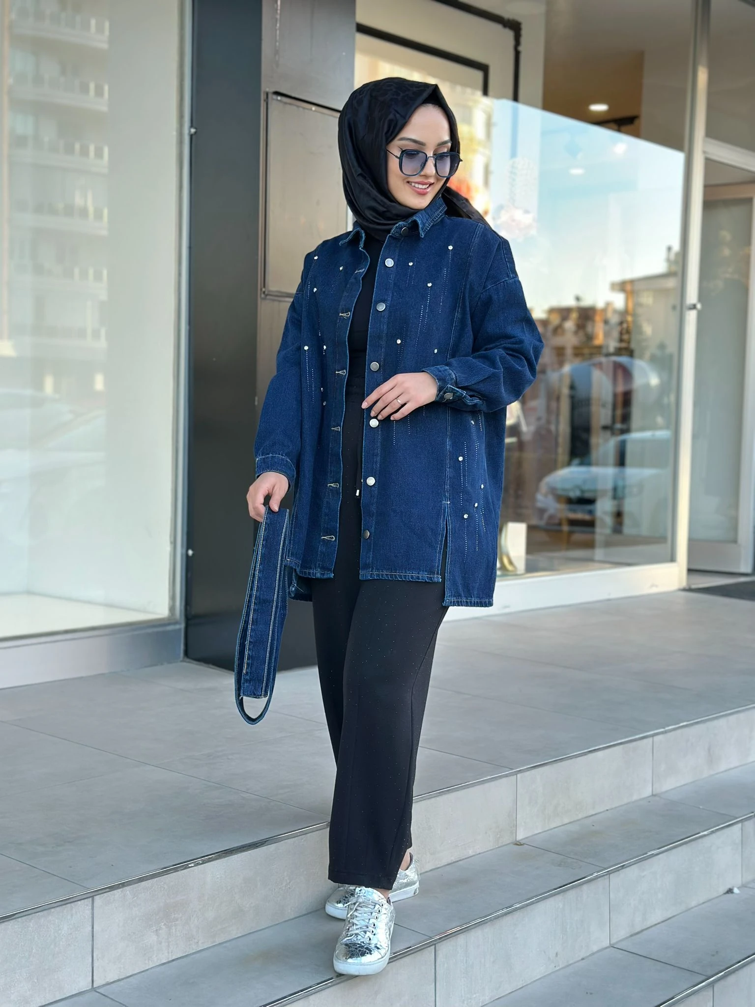 Taşlı Kot Ceket-Tac 1520