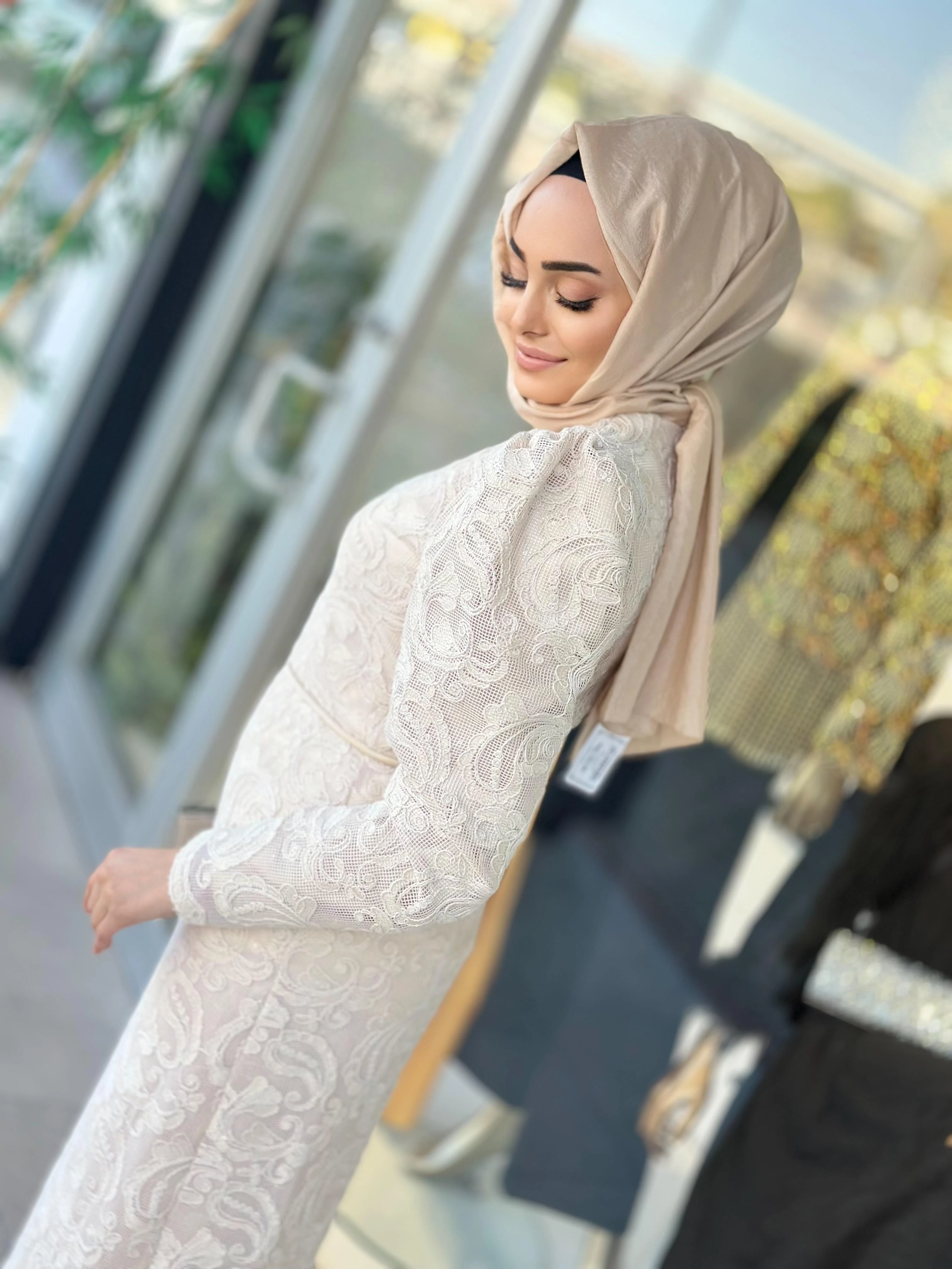 Zarif Dantelli Elbise-Tac 40020