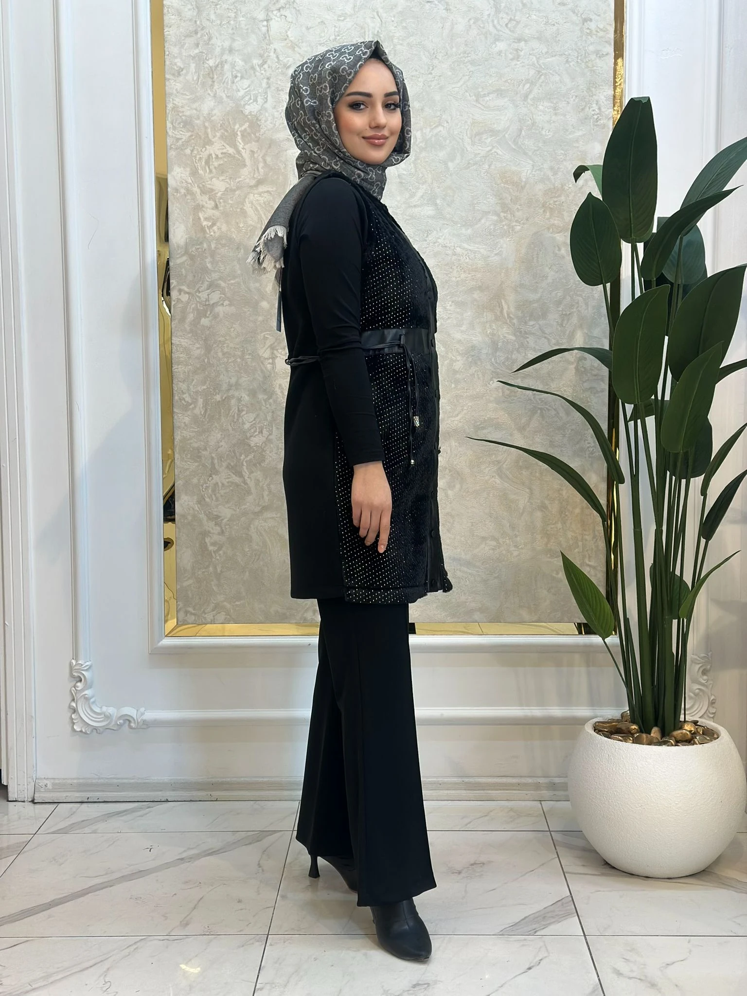 Gümüş Det.Kürk Yelek-Tac 4103