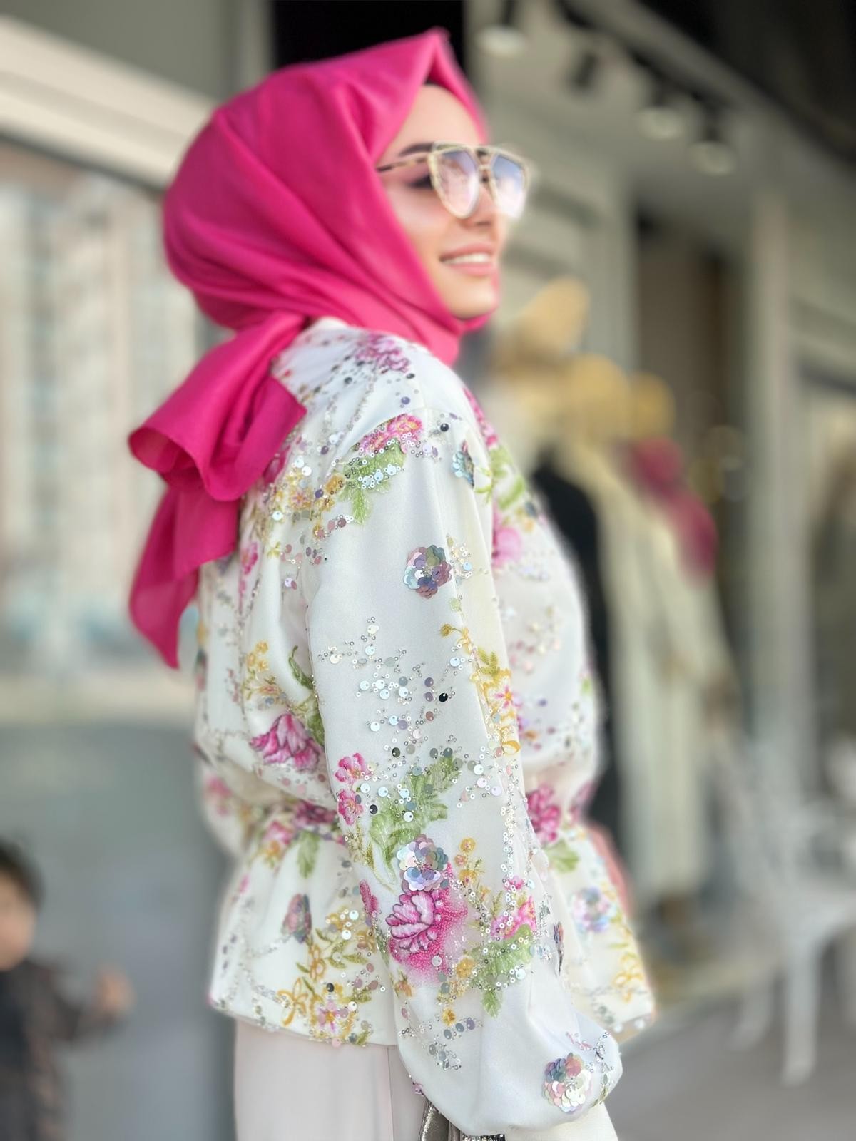 Çiçekli Bomber Ceket-Tac 8041