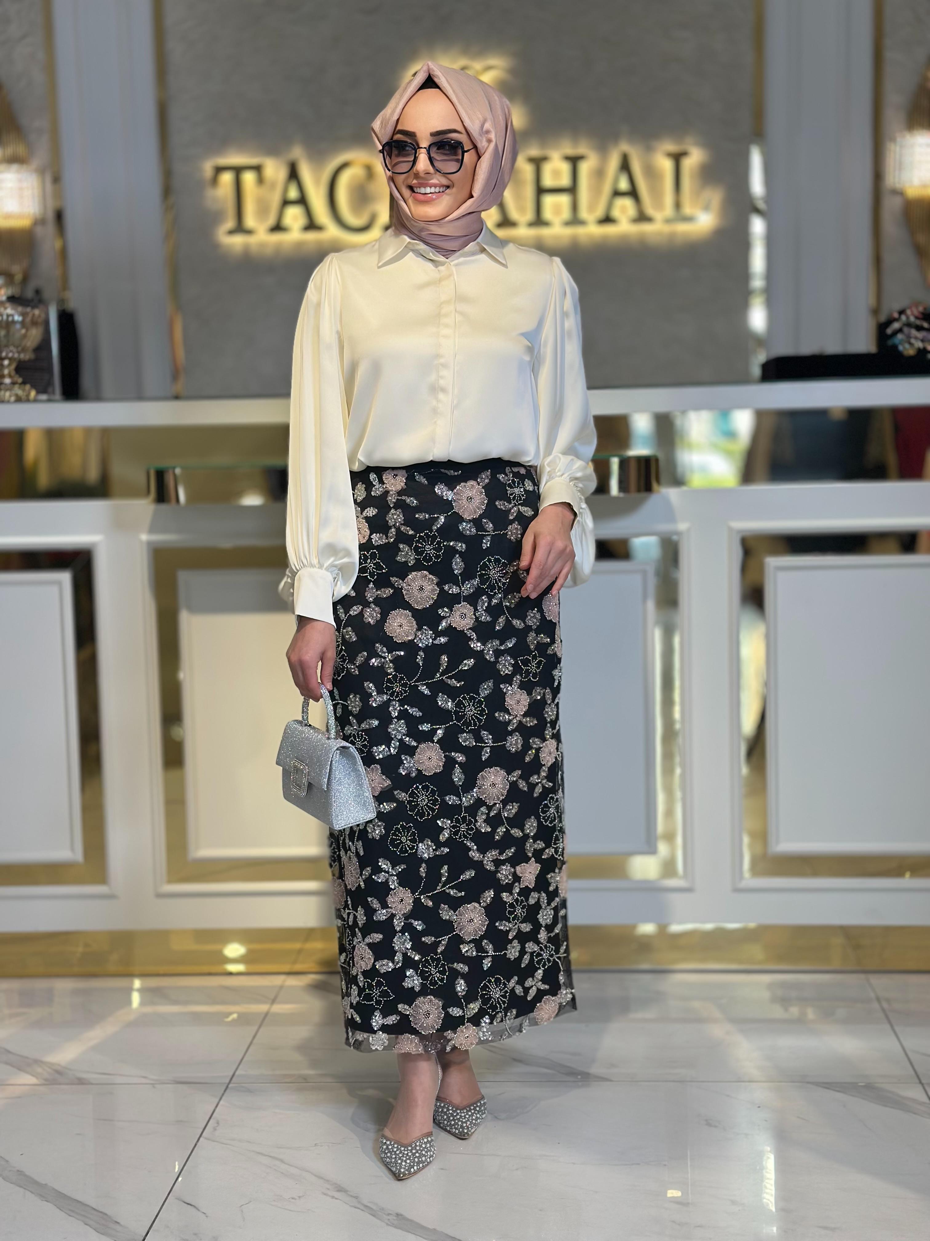 Taş Çiçekli Etek-Tac 56001