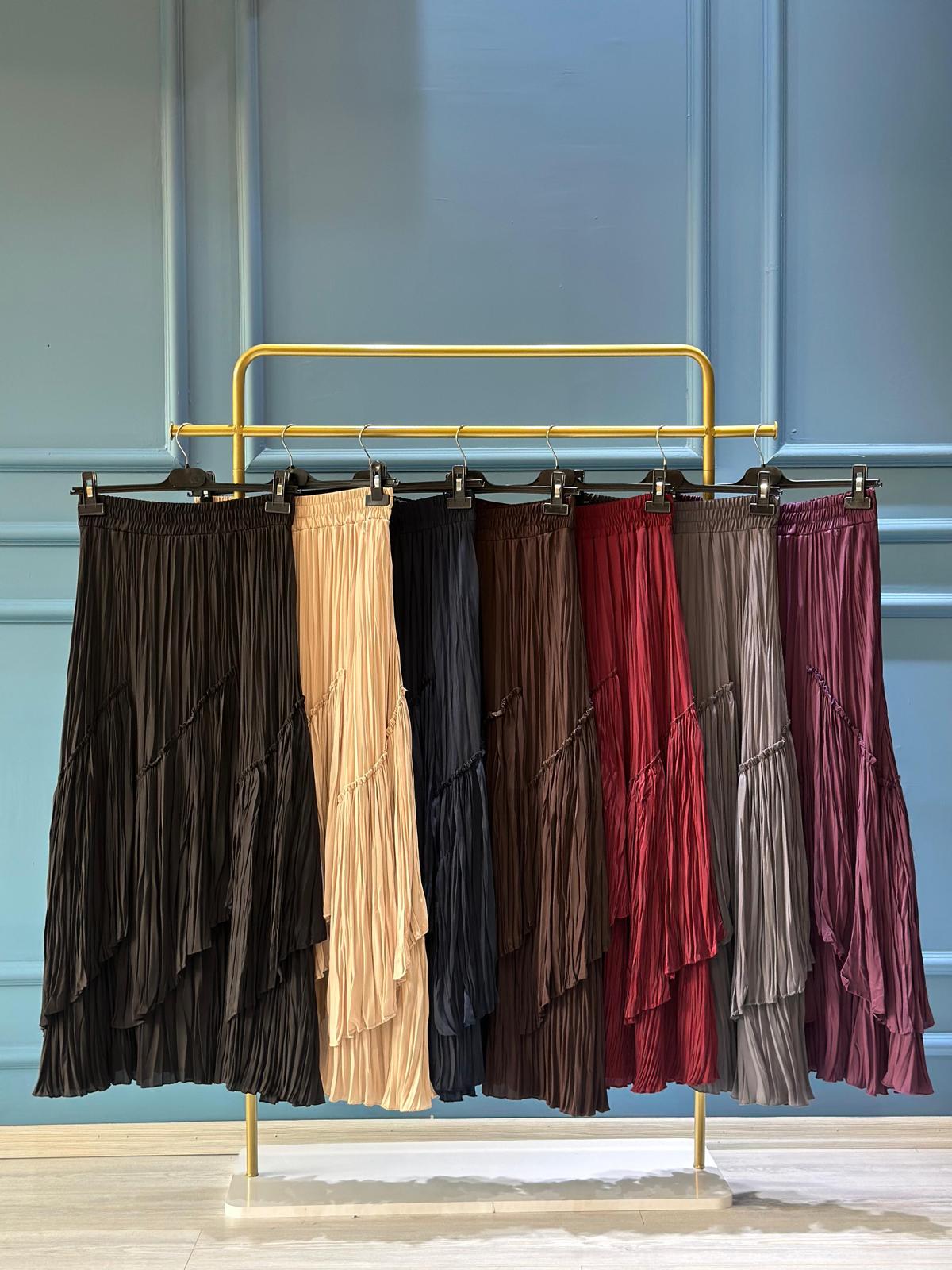 Parçalı Kırıştırma Etek-Tac 5475