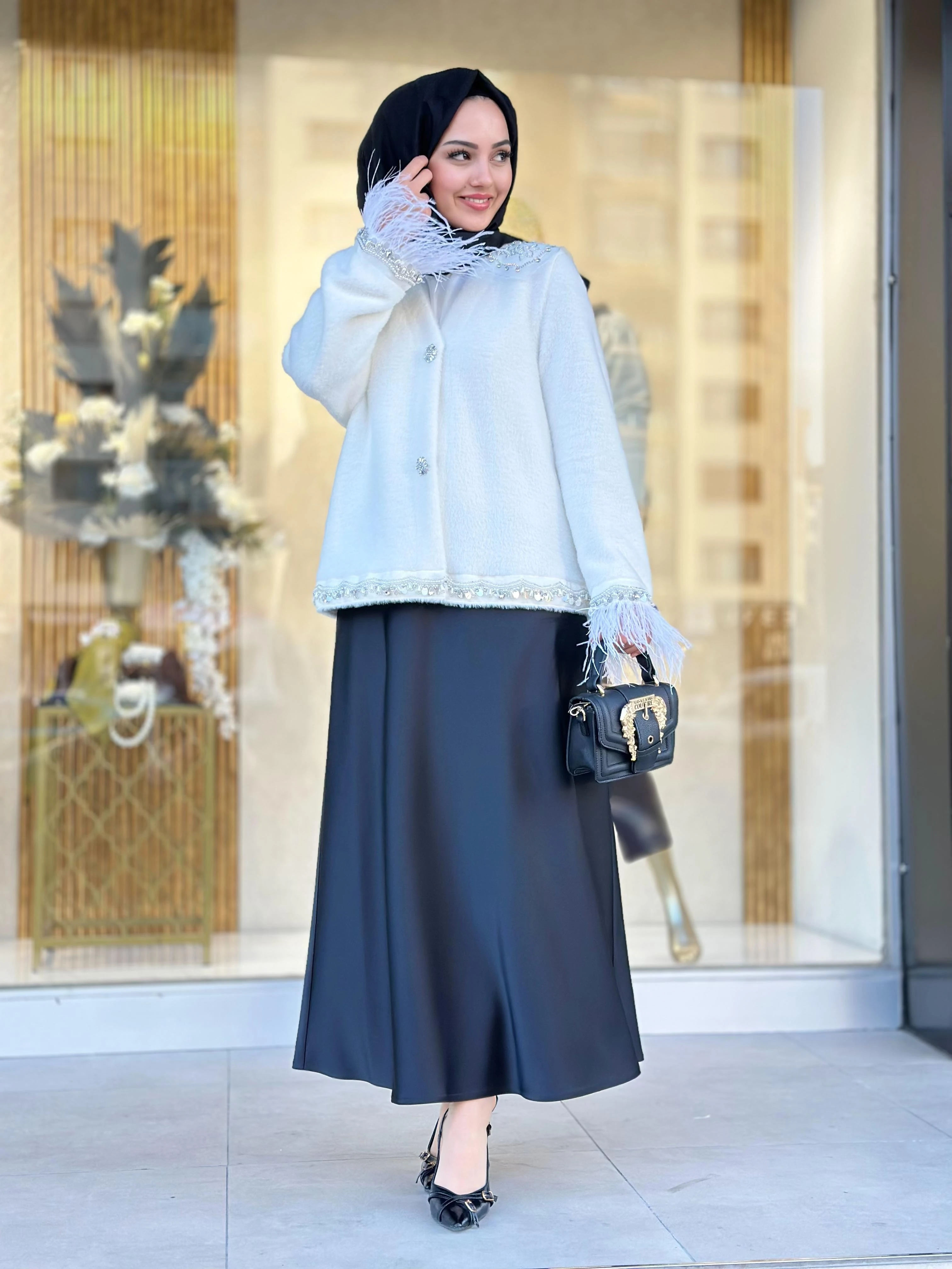 Kolları Tüylü Taşlı Angora-Tac 6020