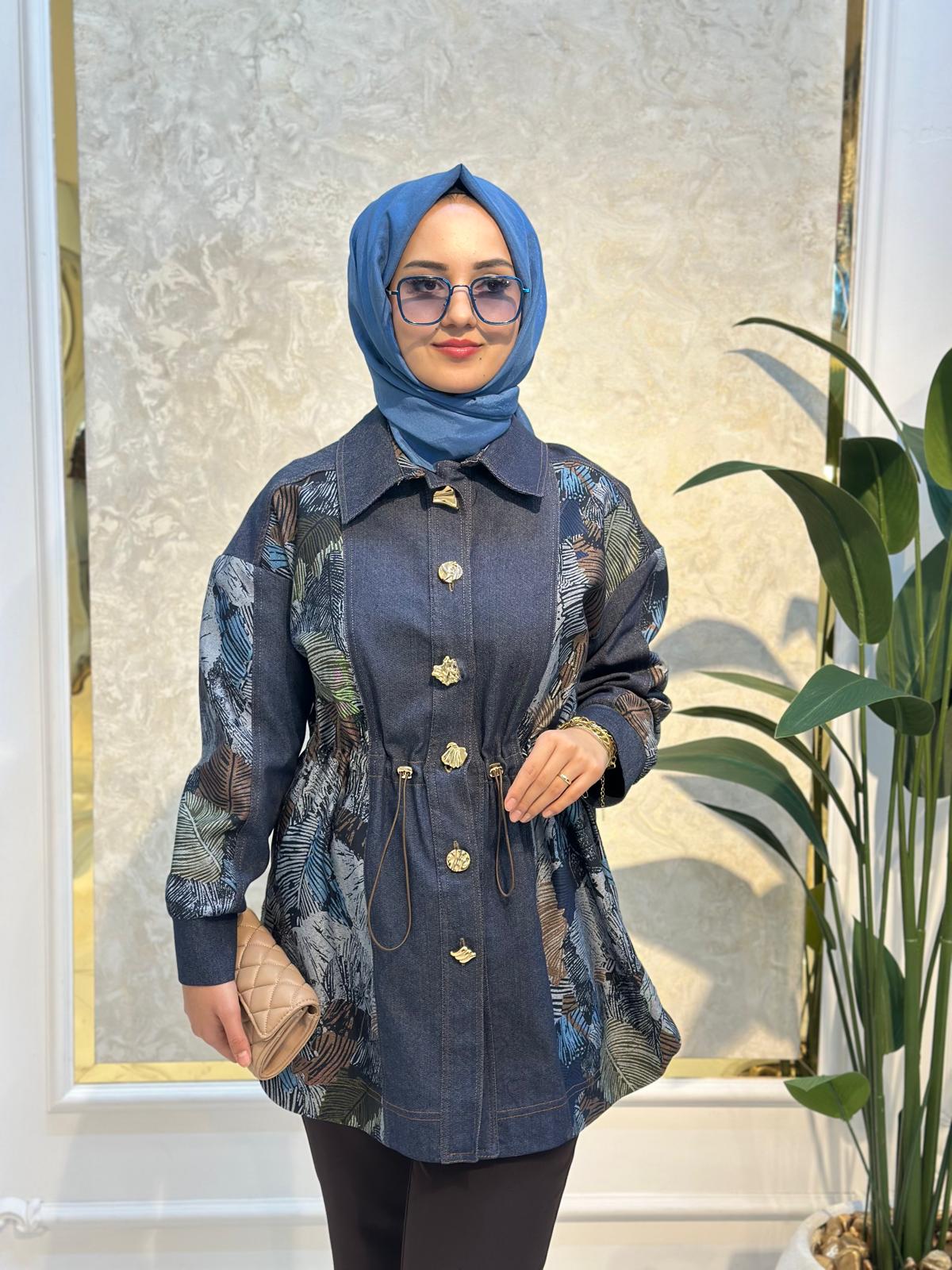 Desenli Kot Ceket-Tac 25549