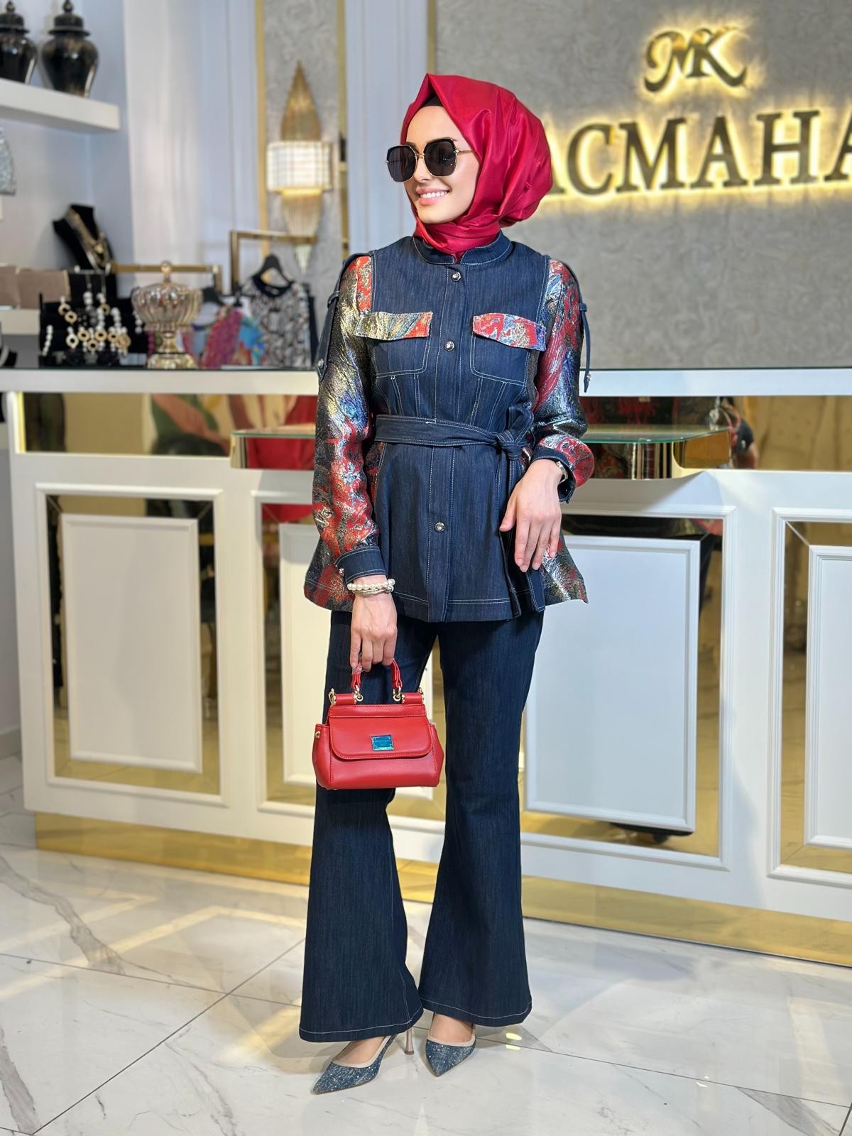 Jakarlı Denim Takım-Tac 1528