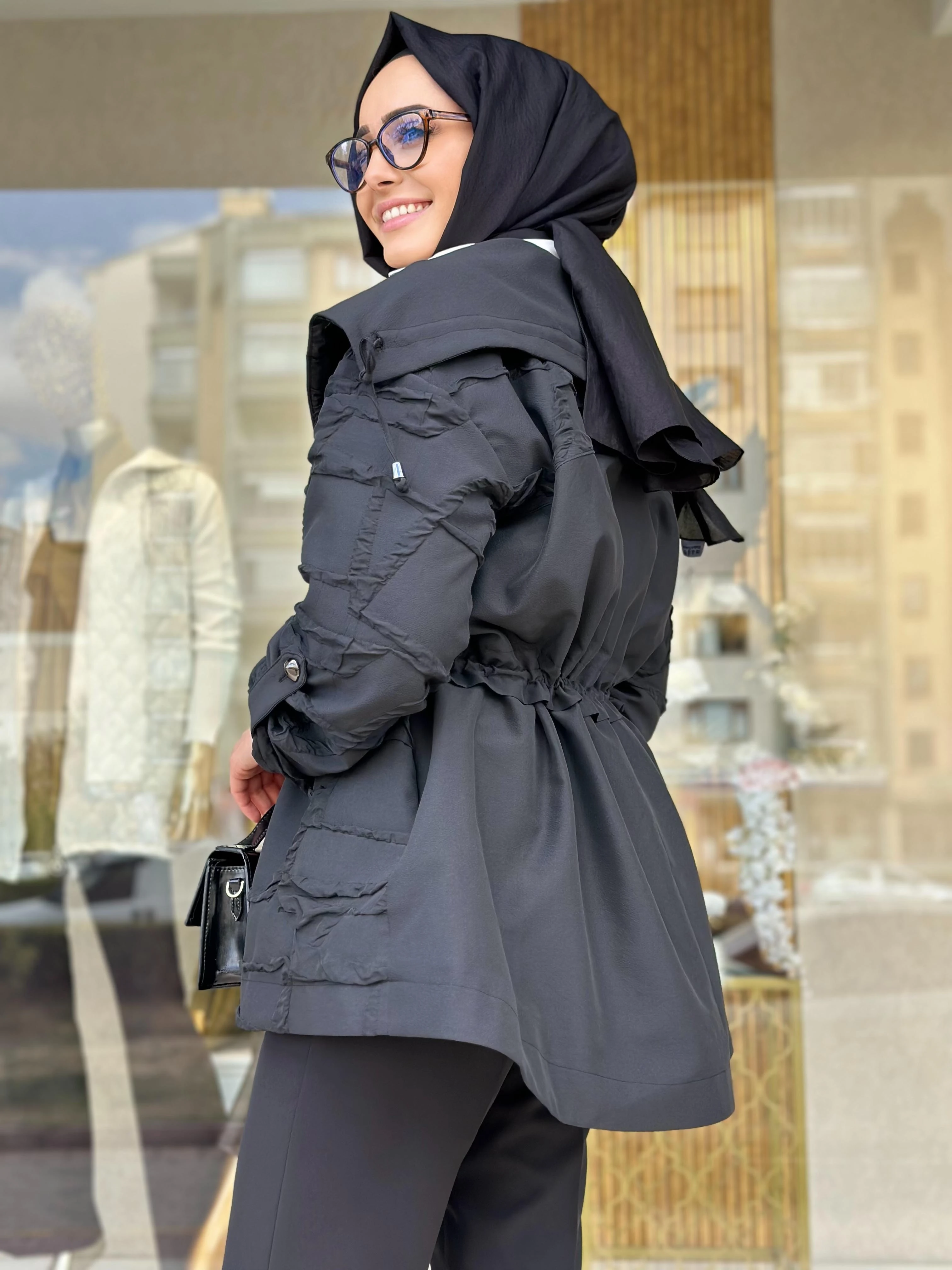 Düğmeli Jakar Ceket-Tac 7971