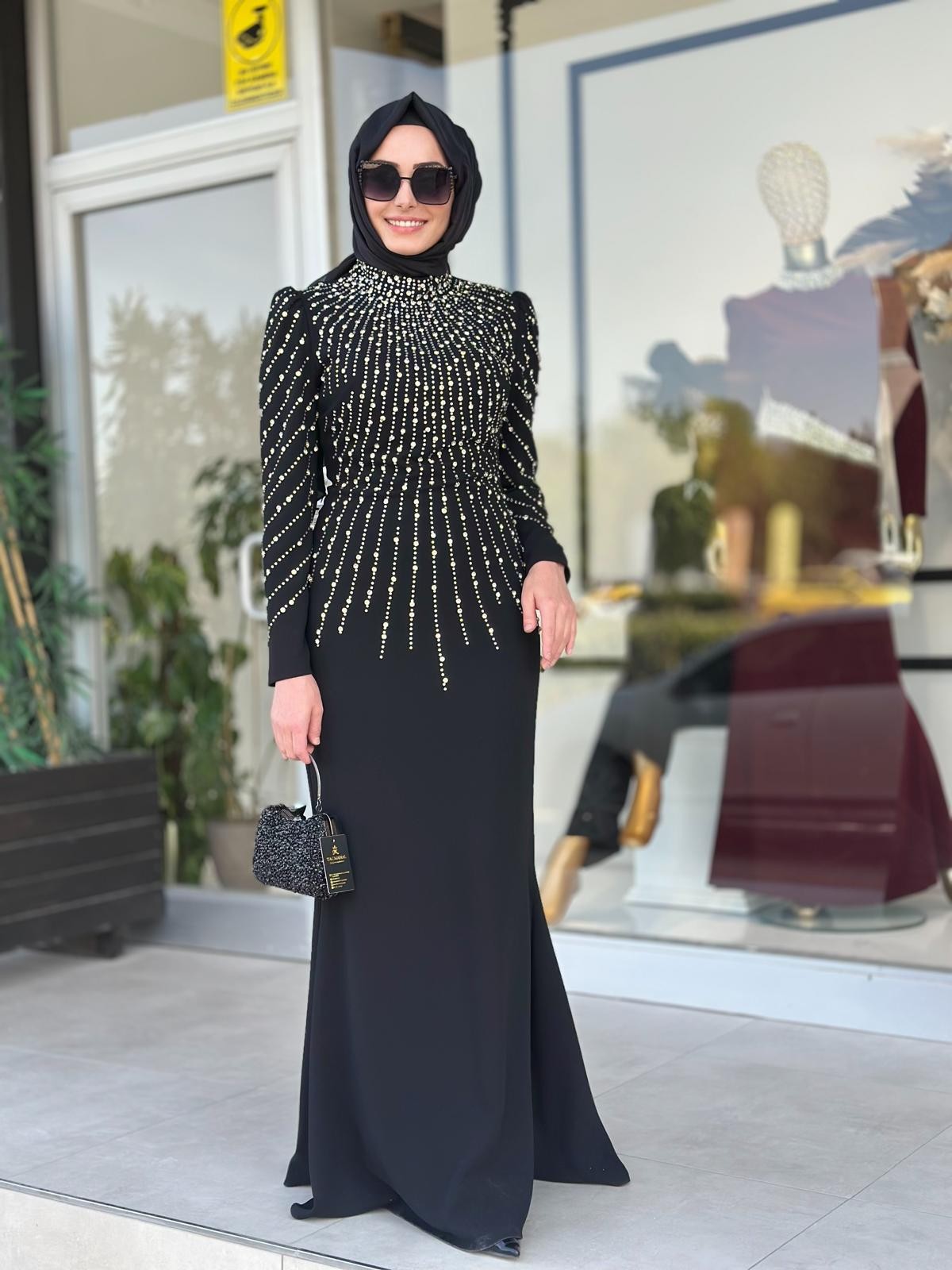 Üstü Ful Taşlı Abiye-Tac 4328